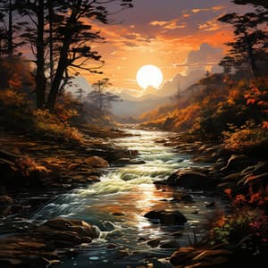 Coro De La Serenidad A Orillas Del Río: Aguas Tranquilas Al Anochecer - Naturaleza del Himalaya