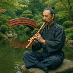 Contemplative Shakuhachi in Japanese Garden - Kaoru Shinsei