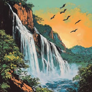 Shimmering Waterfall Noise - Waterfall Sounds