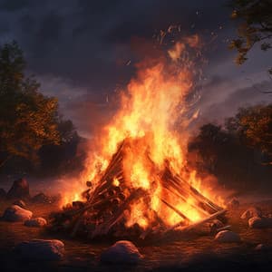 Nature's Ember Song: Soothing Fire Ambiance - Binaural Beats Solitude