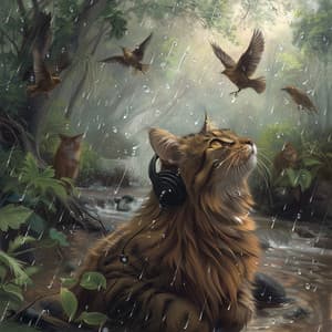 Cats Binaural Rain: Nature and Birds Calm - 80 88 Hz - Cat Music Hour