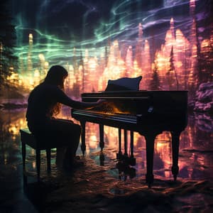 Aurora Ártica: Ecos De Piano Bajo La Aurora Boreal - Fondo de jazz de piano con clase