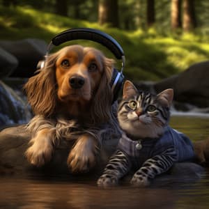 River Serenity: Pets Relaxing Melodies - Floating Log