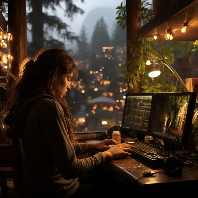 Ambiente De Trabajo Lluvioso Con Piano Revelado - Sonidos De Truenos y Lluvia