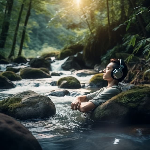 Binaural Stream Focus: Mindful Water Melodies - Weightless Light