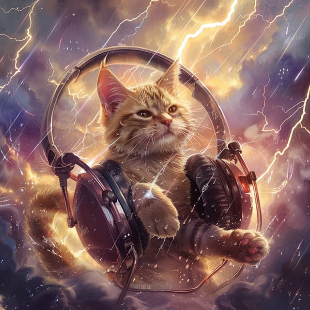 Cats in Thunder: Calming Melodies - Cat Café Music