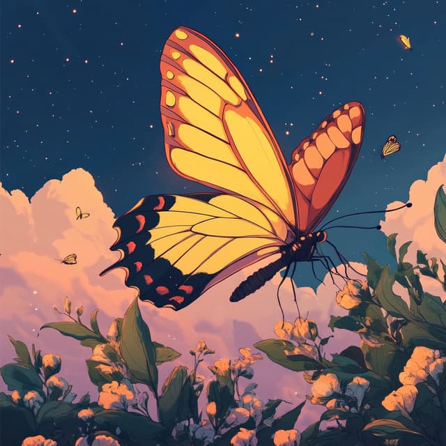 The Butterfly Floats Around Listening to Lofi - LO-FI BEATS