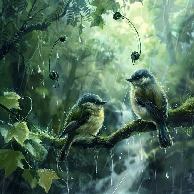 Binaural Nature's Rain: Birds and Melodic Showers - 80 88 Hz - E_90