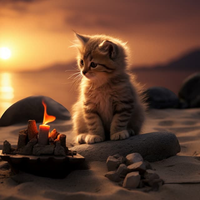 Zen Cat Harmony by the Musical Firelight - State of Distraction